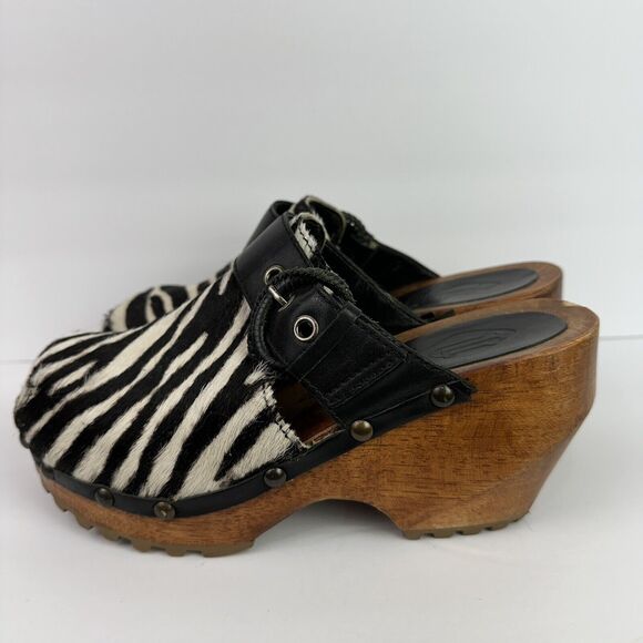 London Underground Clogs Calf Hair Zebra Print Slip On Mules EU 35 US 4-4.5 - Picture 5 of 10